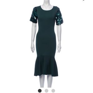 Sachin & Babi green gown with shiny sleeves